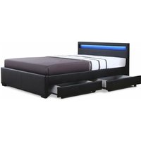 Habitat Et Jardin - LED-Bett mit 4 Schubladen 'Nico' - 140 x 190 cm - Schwarz von HABITAT ET JARDIN
