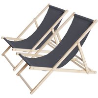 Habitat Et Jardin - Liegestühle aus Holz 2er-Set 'Chilienne' - 107 x 56,5 x 81 cm - Grau von HABITAT ET JARDIN