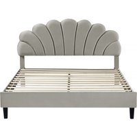 Habitat Et Jardin - Muschelbett aus Samt 'Manon' - 160 x 200 cm - Grau von HABITAT ET JARDIN
