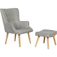 Sessel aus Stoff im skandinavischen Stil + Hocker Odense - Hellgrau von HABITAT ET JARDIN