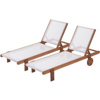 Set aus 2 faltbaren Sonnenliegen aus Tropenholz Saigon - Maple - Hellbraun von HABITAT ET JARDIN