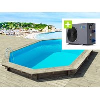 Holzpool Brazilia 130 5.86 x 3.86 x 1.30 m + Wärmepumpe - Leistung 6.1 kW von HABITAT ET JARDIN