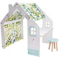 Habitat Et Jardin - Kinderspielhaus aus Holz Bianelli- mit Schreibtisch - 114 x 93 x 120 cm - Weiß / Minzgrün von HABITAT ET JARDIN