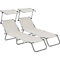 Klappbare Sonnenliege 2er-Set "Lazy" - Mit Sonnenschutz - Beige von HABITAT ET JARDIN