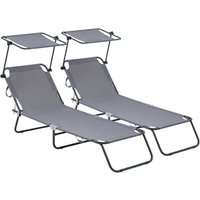 Klappbare Sonnenliegen 2er-Set "Lazy" - Mit Sonnenschutz - Grau Klappbare Sonnenliegen 2er-Set "Lazy" - Mit Sonnenschutz - Grau von HABITAT ET JARDIN