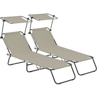 Klappbare Sonnenliegen 2er-Set "Lazy" - Mit Sonnenschutz - Taupe Klappbare Sonnenliegen 2er-Set "Lazy" - Mit Sonnenschutz - Taupe von HABITAT ET JARDIN