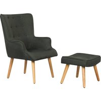 Sessel aus Stoff im skandinavischen Stil + Hocker Odense - Dunkelgrau von HABITAT ET JARDIN
