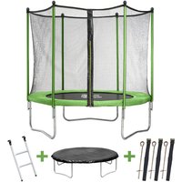 Trampolin Yoopi - Ø 2,44 m - mit Netz + Leiter + Abdeckung + Verankerungssatz von HABITAT ET JARDIN