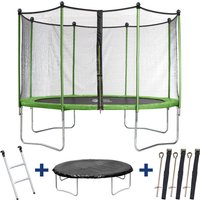 Trampolin Yoopi - ø 3.65 m - mit Netz + Leiter + Abdeckung + Verankerungskit von HABITAT ET JARDIN