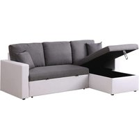 Umkehrbares Ecksofa mit Schlaffunktion und Stauraum Alain - 221 x 145 x 85 cm - 3-Sitzer - Grau / Weiß von HABITAT ET JARDIN