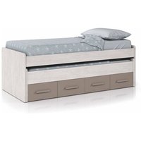 Einzelbett Spokane, Bettrahmen für Schlafzimmer, Einzelbett mit Ausziehbett und 4 Schubladen, cm 198x96h69, Holz und Braun Einzelbett Spokane, Bettrahmen für Schlafzimmer, Einzelbett mit Ausziehbett und 4 Schubladen, cm 198x96h69, Holz und Braun von HABITDESIGN