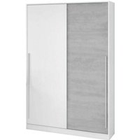 Garderobe Downey, Schlafzimmer Kleiderschrank mit 2 Schiebetüren, Schrank mit Kleiderstange und 3 Einlegeböden, cm 120x50h200, Zement und Weiß Garderobe Downey, Schlafzimmer Kleiderschrank mit 2 Schiebetüren, Schrank mit Kleiderstange und 3 Einlegeböden, cm 120x50h200, Zement und Weiß von HABITDESIGN