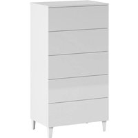 Kommode mit Schubladen Roseville, Wöchentlich mit 5 Schubladen, Kommode für Schlafzimmer, Moderne wöchentlich, cm 61x40h117, Weiß von CALICOSY
