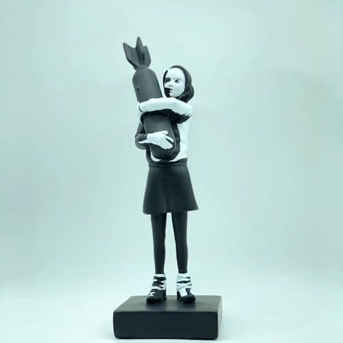 Bomb Girl – Banksy-Skulptur Bomb Hugger Girl-Statue Kunstharzstatue Design Ornamente Kunsthandwerk Anti-Kriegs-Schreibtischdekoration Büro Heimdekoration Wohnzimmer Bücherregal Sammlung(2) von HABITZ