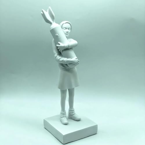 Bomb Girl – Banksy-Skulptur Bomb Hugger Girl-Statue Kunstharzstatue Design Ornamente Kunsthandwerk Anti-Kriegs-Schreibtischdekoration Büro Heimdekoration Wohnzimmer Bücherregal Sammlung(3) von HABITZ