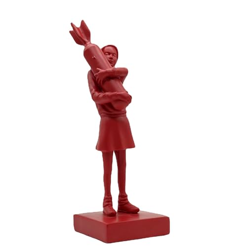 Bomb Girl – Banksy-Skulptur Bomb Hugger Girl-Statue Kunstharzstatue Design Ornamente Kunsthandwerk Anti-Kriegs-Schreibtischdekoration Büro Heimdekoration Wohnzimmer Bücherregal Sammlung(4) von HABITZ