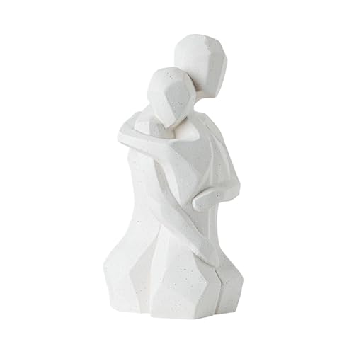 HABITZ Umarmendes Paar Statue Figur Abstrakte Dekorative Skulptur Moderne Romantische Skulpturen Regal Ornamente Kunst Geometrie Skulpturen Keramik Dekorativ for Jahrestag Hochzeit Mann Frau(Blanc) von HABITZ