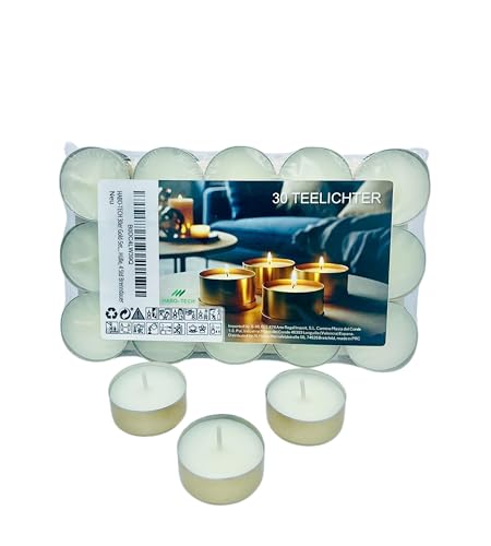 HABO-TECH 30er Gold-Set Teelichter, goldene Aluminium Hülle, 4 Std Brenndauer von HABO-TECH