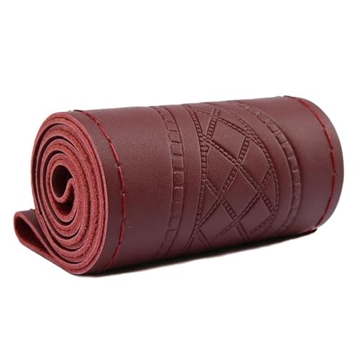 HABRAT Lenkradbezug Universal-Handnähen-Auto-Lenkrad-Geflechtabdeckung 38Cm Mode Geprägtes Leder Mit Nadeln Und Faden Autoabdeckung DIY Lenkradschoner(Wind Red) von HABRAT