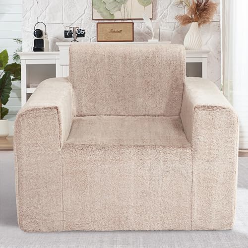 HABUTWAY Riesiger Sitzsack-Stuhl, Sitzsack-Stuhl für Erwachsene, Kunstfell-Sitzsack-Sofa mit Armlehnen, übergroßer Sitzsack-Couch, Sitzsack Lazy Floor Sofa für Wohnzimmer, Schlafzimmer und Schlafsäle von HABUTWAY