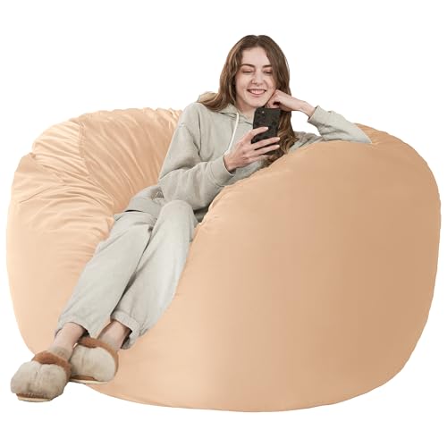 HABUTWAY Sitzsack: Riesiger Sitzsack aus Memory-Schaum, 1,8 m, mit Mikrofaser-Bezug, 1,8 m, Khaki von HABUTWAY