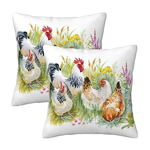 HABXNJF Quadratischer Kissenbezug, eine Gruppe von dicken Hühnern, Kissenbezügen, 50 cm x 50 cm, 2 Stück, Heimdekoration von HABXNJF