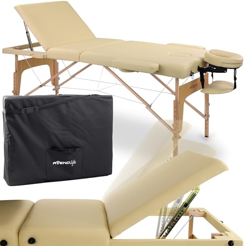 HABYS Bianca 3 Zonen Massageliege, Massageliege Klappbar, Massagetisch, Massagebank, Vollholz, Vollausstattung, 213 x 90 x 85 cm, Belastung bis 250 kg, MDR-Zertifizieriung von HABYS