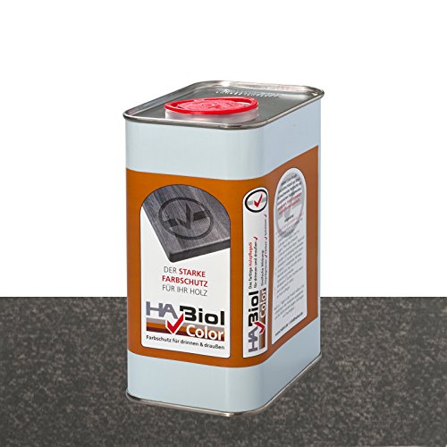 HABiol Color 1l Dunkelgrau Holzöl Holzpflegeöl Arbeitsplattenöl Möbelpflege Möbelöl Leinölfirnis Küchenplattenöl Terrassenöl Gartenmöbelöl für Innen & Außen (Dunkelgrau) von HABiol