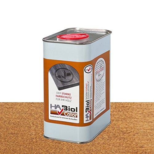HABiol Color 1l Teak Holzöl Holzpflegeöl Arbeitsplattenöl Möbelpflege Möbelöl Leinölfirnis Küchenplattenöl Terrassenöl Gartenmöbelöl für Innen & Außen (Teak) von HABiol