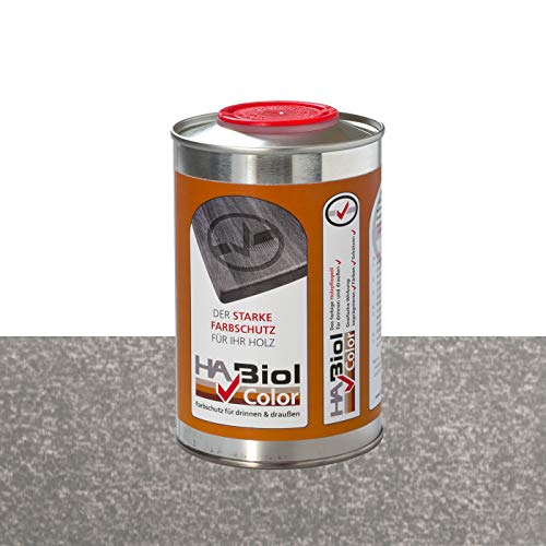 HABiol Color 500ml 0,5l Hellgrau Holzöl Holzpflegeöl Arbeitsplattenöl Möbelpflege Möbelöl Leinölfirnis Küchenplattenöl Terrassenöl Gartenmöbelöl für Innen & Außen (Hellgrau) von HABiol