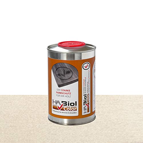 HABiol Color 500ml 0,5l Holzöl Holzpflegeöl Arbeitsplattenöl Möbelpflege Möbelöl Leinölfirnis Küchenplattenöl Terrassenöl Gartenmöbelöl für Innen & Außen (Weiß) von HABiol