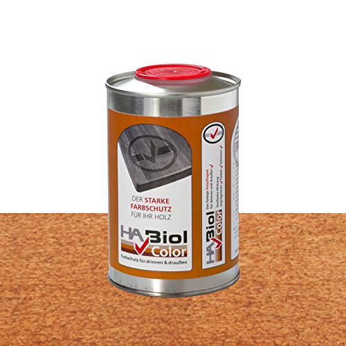 HABiol Color 500ml 0,5l Kastanie Holzöl Holzpflegeöl Arbeitsplattenöl Möbelpflege Möbelöl Leinölfirnis Küchenplattenöl Terrassenöl Gartenmöbelöl für Innen & Außen (Kastanie) von HABiol