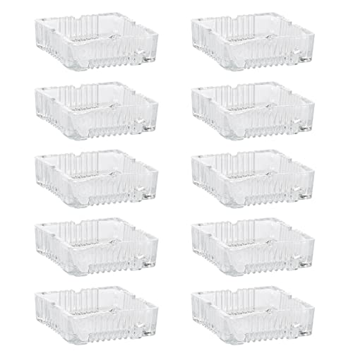 10x Glas Aschenbecher eckig 10 x 10 cm Tisch Ascher Glasaschenbecher Tischaschenbecher von HAC24