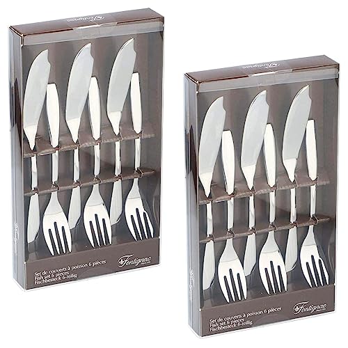 12 teiliges Edelstahl Fischbesteck für 6 Personen Fischgabel Fischmesser Fisch Besteck Gabel Messer von HAC24