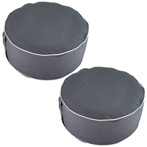 2er Set Aufblasbarer Pouf Sitzhocker Outdoor Sitzpouf 54 x 26 cm Sitz Hocker Polyester Sitzsack Grau Sitzkissen Fußhocker von HAC24