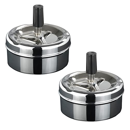 2er Set Drehaschenbecher Edelstahl Aschenbecher Windaschenbecher 9 x 5 cm Drehascher Sturmaschenbecher Wind Ascher 2er Set Drehaschenbecher Edelstahl Aschenbecher Windaschenbecher 9 x 5 cm Drehascher Sturmaschenbecher Wind Ascher von HAC24