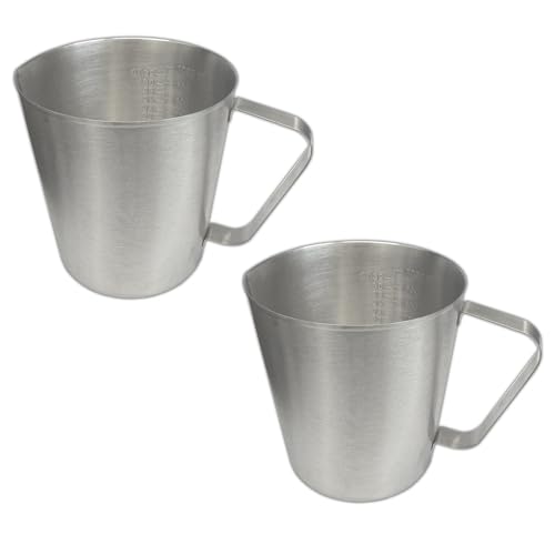 2er Set Edelstahl Messbecher 1 Liter Messskala mit Griff Messbehälter Maßbecher Meßkanne Milchkännchen 2er Set Edelstahl Messbecher 1 Liter Messskala mit Griff Messbehälter Maßbecher Meßkanne Milchkännchen von HAC24