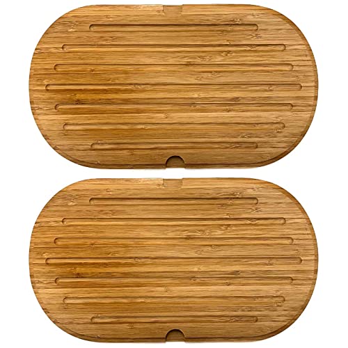 2x Brotschneidebrett mit Krümelrillen aus Bambus 37 x 21 cm Schneidebrett Küchenbrett Holz Schneide Brett Servierbrett Brettchen von HAC24