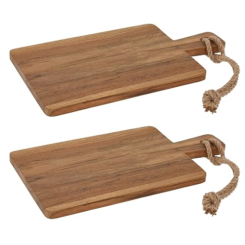 2x Teakholz Schneidebrett mit Griff 34x18x1,5 cm Küchenbrett Holz Servierbrett Küche Schneide Brett Hackbrett von HAC24