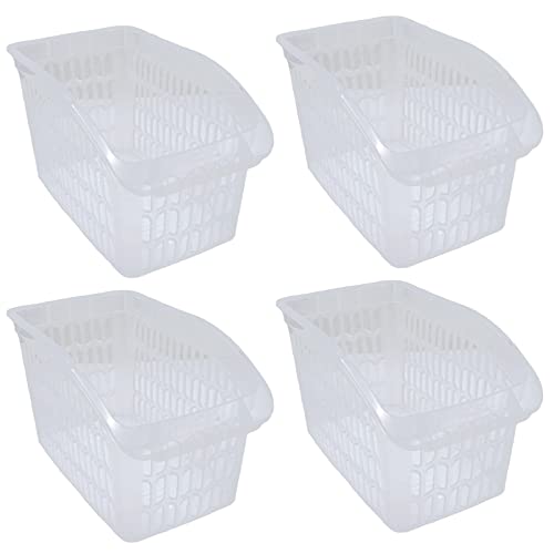 4er Set Aufbewahrungskorb Transparent 17,5 x 29 x 17,5 cm Schrankkorb Regal Organizer Aufbewahrungsbox Ordnungskorb Kunststoff von HAC24