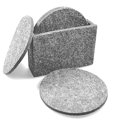 4er Set Filz Untersetzer Grau Tassenuntersetzer mit Aufbewahrungstasche Glasuntersetzer Ø 10 cm Tischuntersetzer (Hellgrau) von HAC24