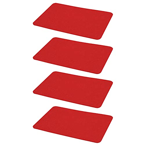 4er Set Platzmatte Filz 44 x 30 cm Rot Premium Qualität Tischsets Untersetzer Rechteckig Tischmatten Platzsets Filzuntersetzer von HAC24