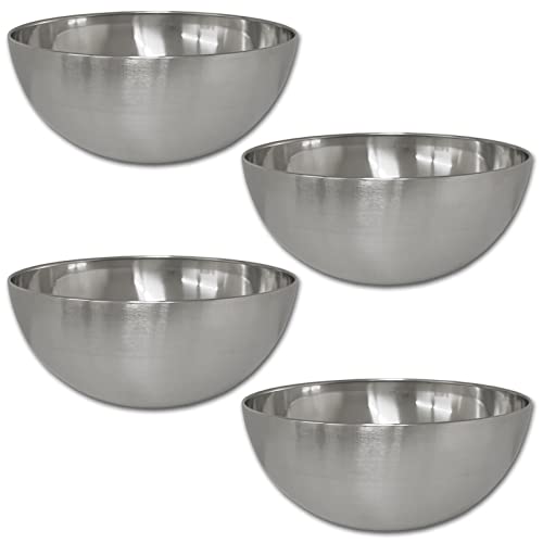 4er Set Schüssel Edelstahl Ø20 cm Servierschüssel Rührschüssel Edelstahlschüssel 1,75 l Snackschüssel Küchenschüssel Servierschale von HAC24