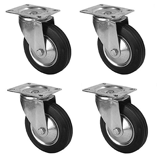 4x Gummiräder Ø 100 mm Transportrollen Lenkrollen Transportrad Bockrollen von HAC24
