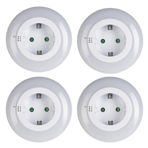 4x LED Steckdosenleuchte 3 Farben Nachtlicht Nachtlampe Steckdose Lampe Licht von HAC24