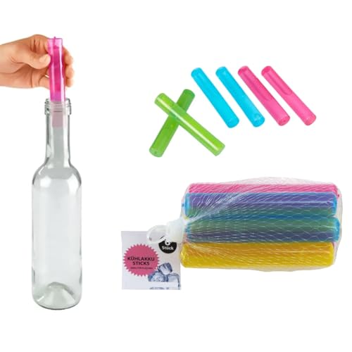 6er Set Kühlakku Stab 12 x 2 cm Wiederverwendbar Eis Sticks Eisstäbe Eissticks Eiswürfel Stabform von HAC24