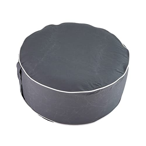 Aufblasbarer Pouf Sitzhocker Outdoor Sitzpouf 54 x 26 cm Sitz Hocker Polyester Sitzsack Grau Sitzkissen Fußhocker von HAC24