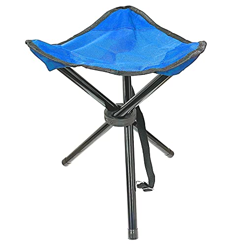 Camping Hocker Falthocker Angelhocker Inkl. Tragegurt Campingstuhl Dreibeinhocker 110kg Campinghocker Faltbar (Blau) von HAC24