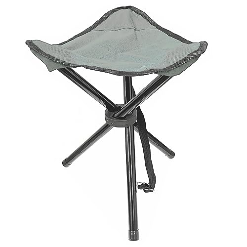 Camping Hocker Falthocker Angelhocker Inkl. Tragegurt Campingstuhl Dreibeinhocker 110kg Campinghocker Faltbar (Gray) von HAC24