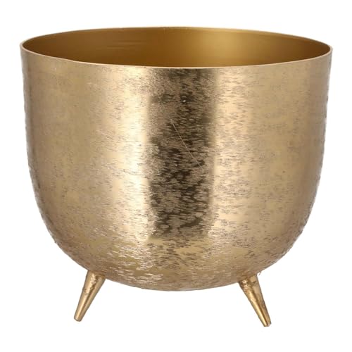 Design Aluminium Blumentopf Rund Matt Gold Ø 18 cm Pflanzen Blumen Übertopf Pflanztopf Blumenkübel Pflanzkübel von HAC24